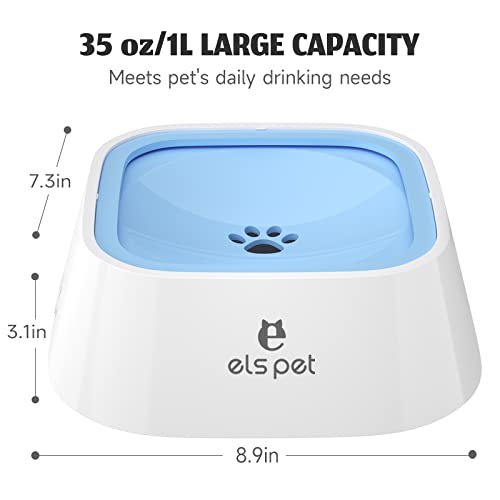 No Spill Dog Cat Bowl 35oz 1L Anti Slip Travel Water Dispenser Blue