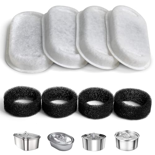 Cat Water Fountain Filter Compatible with Stainless Steel Dispenser (4 Count)