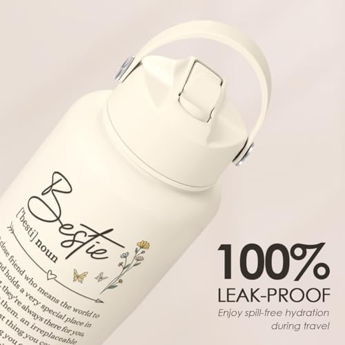 Best Friend Water Bottle 32oz Stainless Steel with Lid & Straw