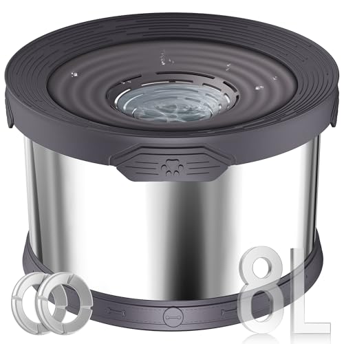 8L Dog Water Bowl No Spill Stainless Steel for Slow Drinking Gray