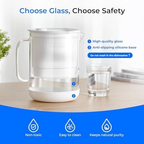 PT 72W Glass Water Filter Pitcher