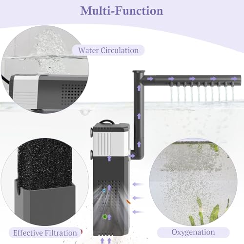 10W 130GPH Powerful Aquarium Filter for 10