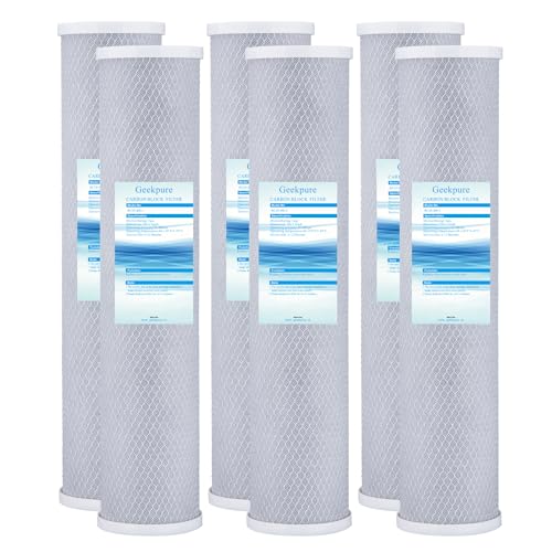 20 Inch Carbon Block Replacement Filter Cartridge for Whole House Water Filtration (6 Count)