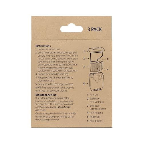 Aquarium Fish Tank EcoRenew Filter Cartridge (3 Count)