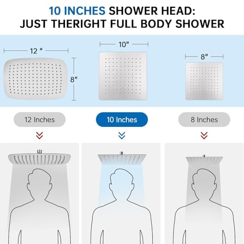 All Metal 10" Dual Square Shower Head Combo