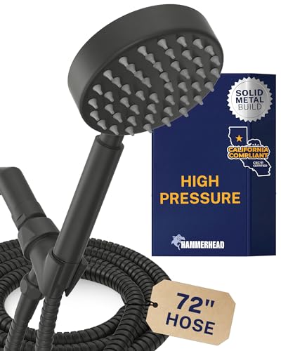 Solid Metal LOW FLOW Handheld Shower Head with Hose and Brass Holder