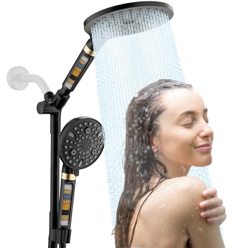 Dual Shower Heads with Handheld Spray Combo Black