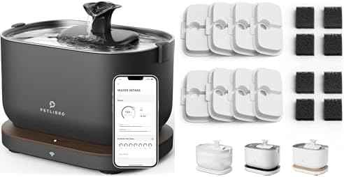 Bundle of PETLIBRO App Cat Water Fountain, 2.5L/84oz Dockstream Pet Fountain for Cats Inside with 2.4GHz Wi-Fi + PETLIBRO 8 Pack Replacement Filters for Dockstream Cat Water Fountain