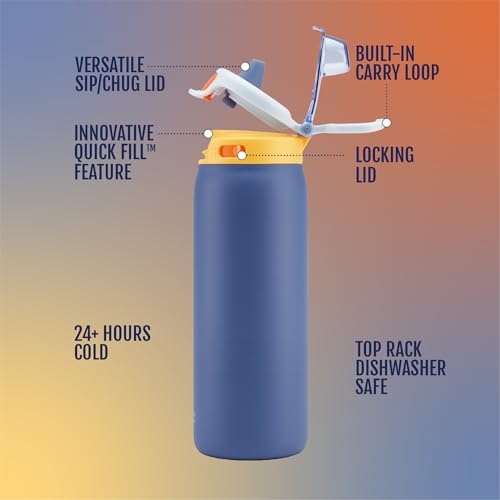Pop & Fill 18oz Stainless Steel Kids Water Bottle with Quick Fill Lid