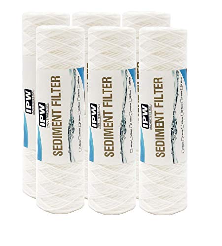 5 Micron String Wound Water Filter for Universal Whole House Replacement Cartridge Sediment Filters for Well Water 10" x 2.5" (6 Count)