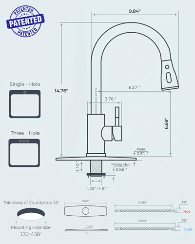 Black Kitchen Faucet with Pull Down Sprayer