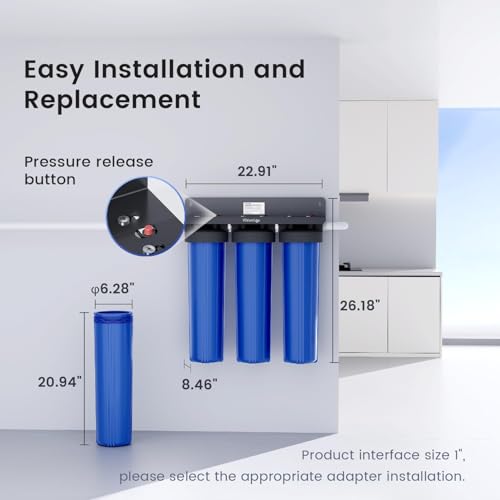 WHF3T-FG 3-Stage Whole House Water Filter System for Well Water