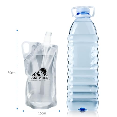 33oz (1L) Collapsible Water Bottles, 3-Pack Reusable Travel Foldable Water Bottles for Hiking Camping Running Bike, BPA-Free Water Bottle (3 Count)