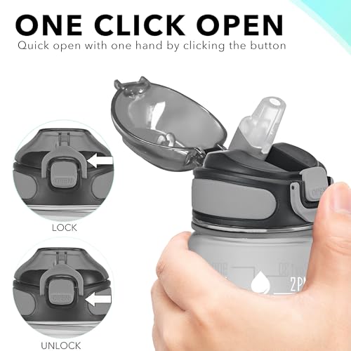 32 oz Water Bottle with Times to Drink and Straw