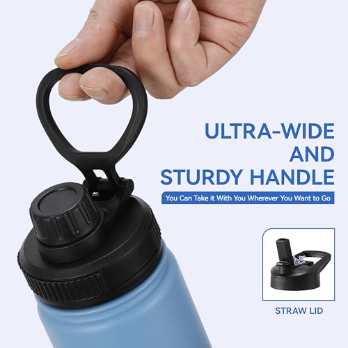 16 oz Kids Water Bottle for School Stainless Steel Double Wall Vacuum Insulated Water Bottle with Straw lids & Spout Lid