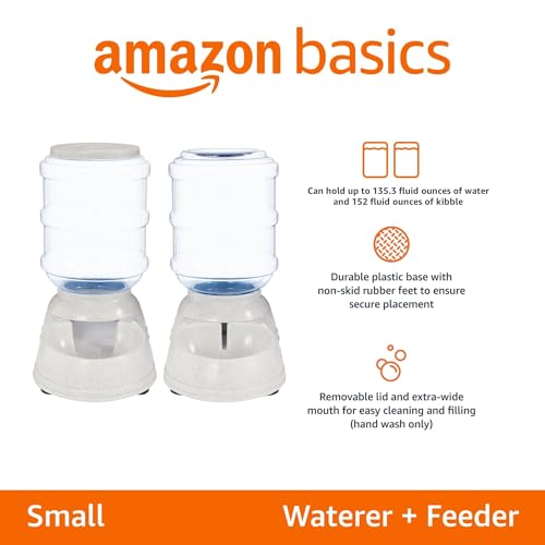 Automatic Pet Water Dispenser and Gravity Food Feeder Set for Cat and Dog (2 Count)