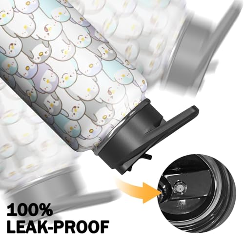 32oz Penguin Water Bottle with Handle and Flip Straw