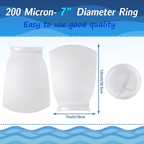 16 Pack Ring Filter Socks 200 μm Aquarium Filter Bags Aquarium Socks for Tank Sump Saltwater Freshwater (16 Count)