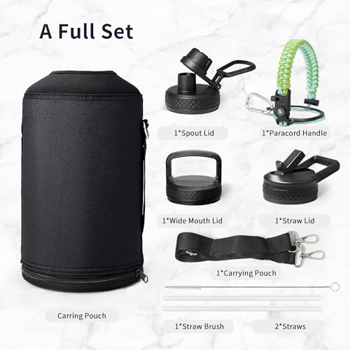 One Gallon Water Bottle Insulated with 3 Lids