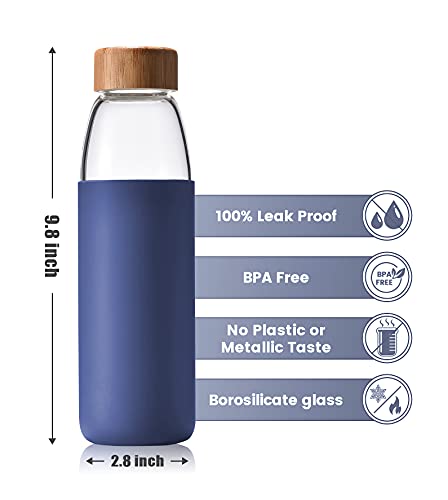 25 Oz Borosilicate Glass Water Bottles with Bamboo Lid
