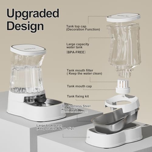 Automatic Dog Water Dispenser Gravity Stainless Steel Water Waterer Feeder