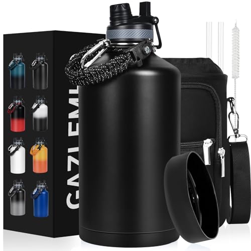 1 Gallon Water Bottle Insulated 128oz Stainless Steel Jug