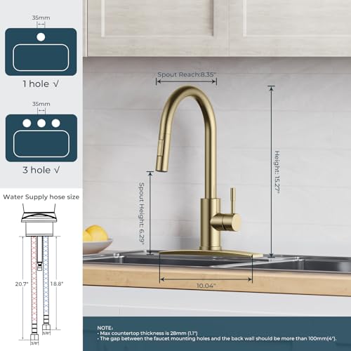 Gold Kitchen Faucet with Pull Down Sprayer