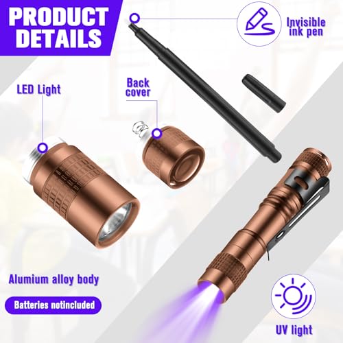 8 Pcs Black Light Markers Set 4 Invisible Ink Pen 4 Mini UV Flashlights Invisible Ink Marker Disappearing Pen for Spy Gadgets Secret Message Gift Party Favors (8 Count)