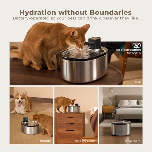 Wireless Cat Water Fountain Stainless Steel