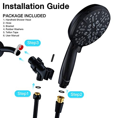 Matt Black Shower Head with Handheld Spray High Pressure
