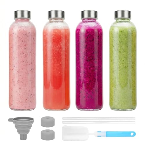 24 oz Glass Water Bottles with Lids
