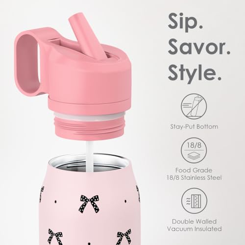 Bow Stainless Steel Water Bottle with Twist Lid 20oz