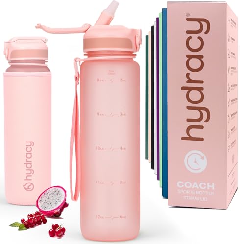 Motivational Water Bottle with Time Marker and Straw Lid 32 oz