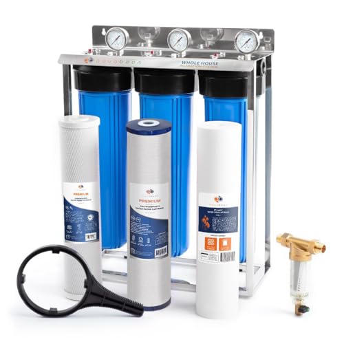 3 Stage Whole House Water Filter System with 5 Micron 20x4.5 Anti