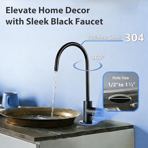 RCC7-BLK, NSF/ANSI 58 Certified, 5-Stage Reverse Osmosis System, RO Water Filter System Under Sink, Drinking Water Filter, 75 GPD, Stylish Black RO Faucet