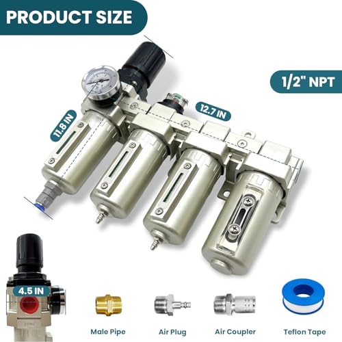 Upgraded 1 2" NPT Industrial Grade 4 Stage Air Drying System
