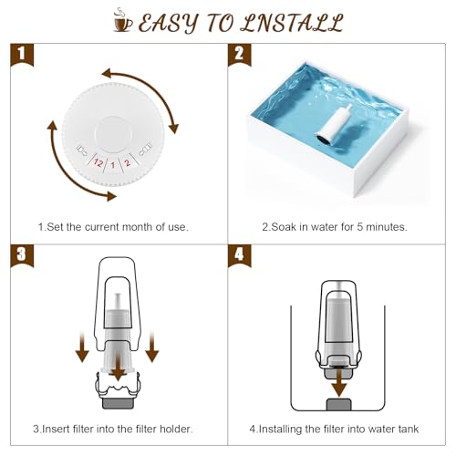 Replacement Water Filter for Breville Espresso Machine Barista Touch Bes880 (6 Count)