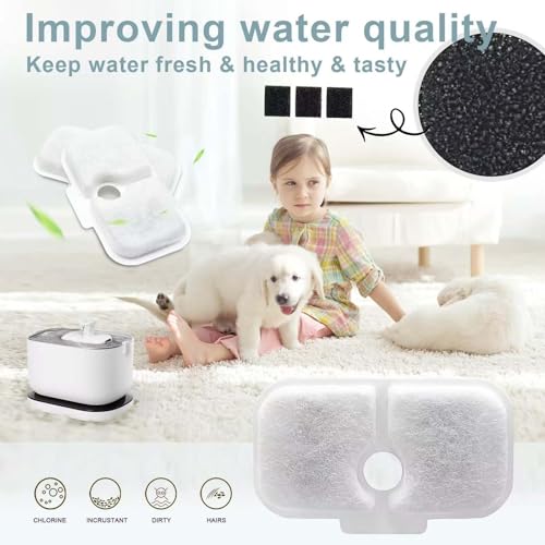 8 Packs Replacement Filters and 8 Pack of Sponges Compatible with PETLIBRO Capsule Pet Water Fountain PLWF005 (8 Count)
