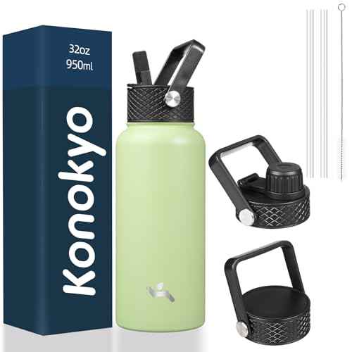 32 oz Insulated Stainless Steel Water Bottle with Straw Lid