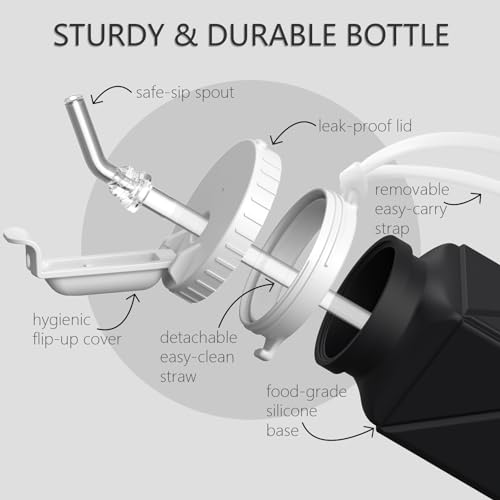 Collapsible Water Bottles with Straw 21 oz (4 Count)