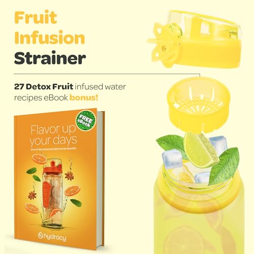 Motivational Water Bottle with Time Marker & Fruit Infuser 17 oz