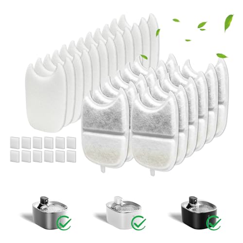 12 Pack Cat Water Fountain Filter & 12 Pump Filter Sponges Replacement (12 Count)