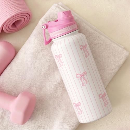 Bow Stainless Steel Water Bottle with Strap 32oz