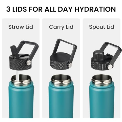 32 oz Insulated Stainless Steel Water Bottle with Straw Lid