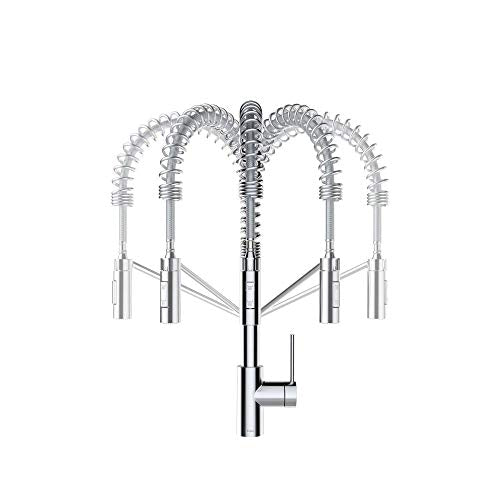 Oletto Commercial Style Single Handle Pull Down Kitchen Faucet with QuickDock Top Mount Installation Assembly in Chrome