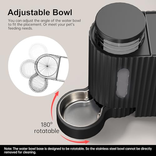 Automatic Gravity Cat Food Feeder and Water Dispenser Stainless Steel Two