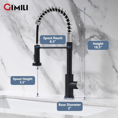 Kitchen Faucet with Pull Down Sprayer Black and Nickel