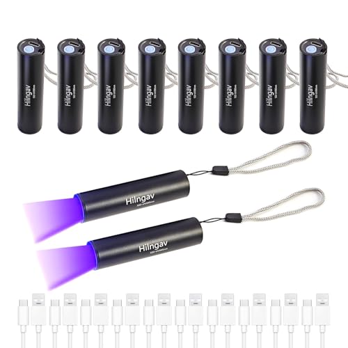 10 Pack Rechargeable Black Flashlight Small UV Black Flash Light 395 NM (10 Count)