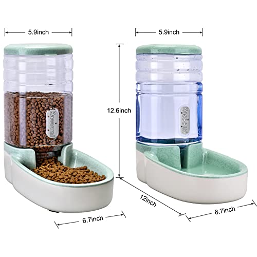 Automatic Dog Cat Feeder and Water Dispenser Gravity Food Feeder and Waterer Set with Pet Food Bowl for Small Medium Dog Puppy Kitten