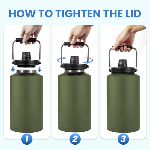 1 Gallon Water Bottle Insulated Stainless Steel Keeps Ice 48Hr